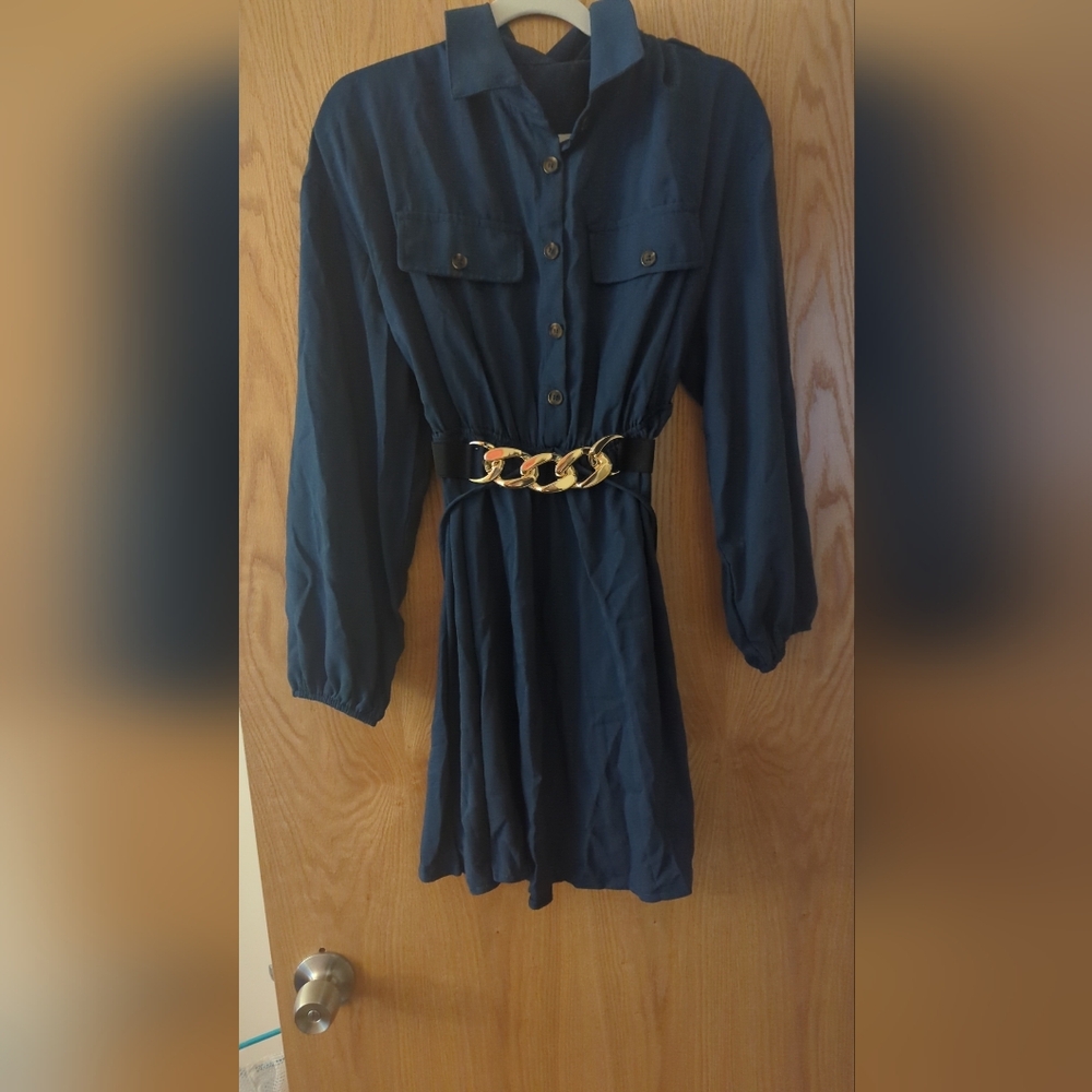 Dress-Shirt Dress With Belt
